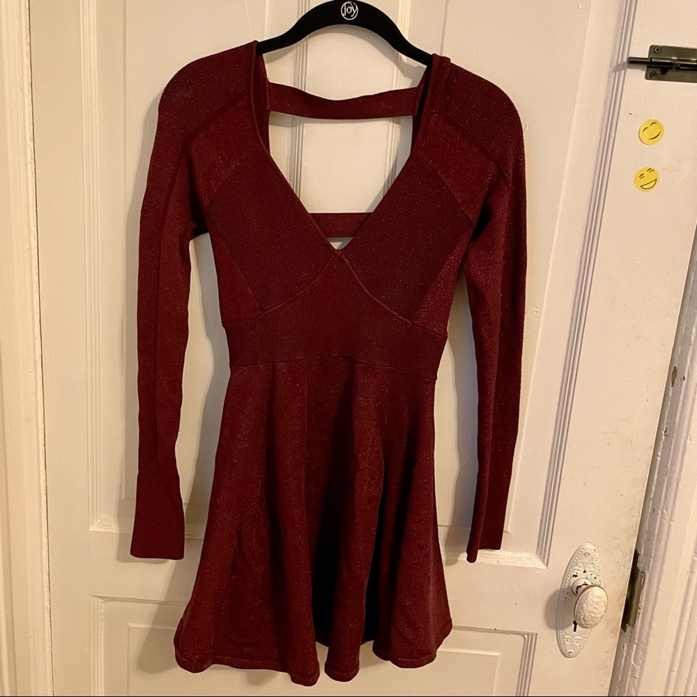 Free People fit and flare metallic yarn dress XS